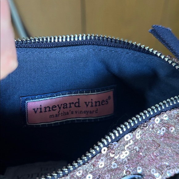 Vineyard Vines girls Pink and Navy Sequin Whale Bag purse - Picture 5 of 6